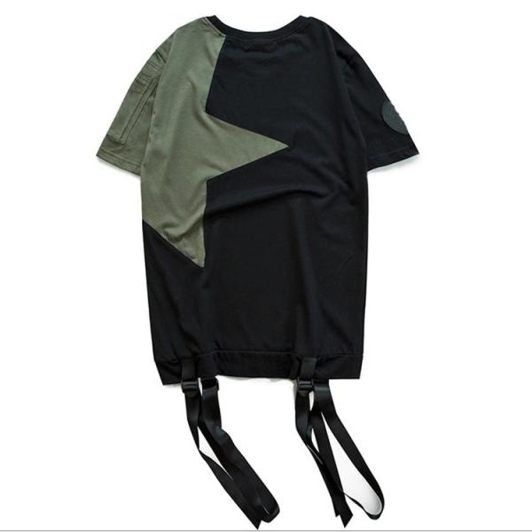 Quality Army Green / Black Mens Trendy T Shirts Plain Dyed Technics With Hem Two Strap wholesale