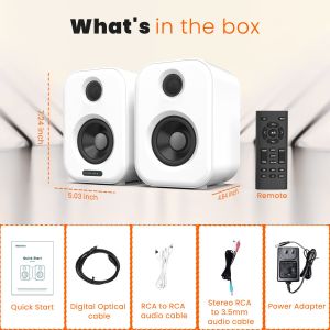 White Bluetooth Bookshelf Speakers 50W Rated Power Multipurpose