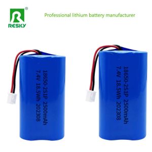 Lithium Ion Battery 18650 2s 7.4V 2500mAh 18.5wh Li-ion Rechargeable Batteries
