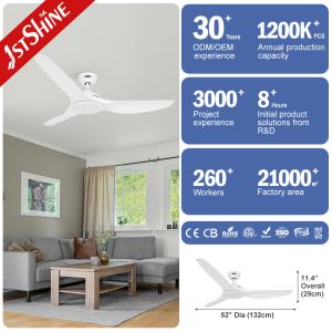1stshine Fancy ABS Blades Ceiling Fan with Light and Remote 6000K Color