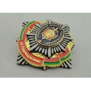 Screw Souvenir Badges Army / Car / Awards With Antique Silver Plating