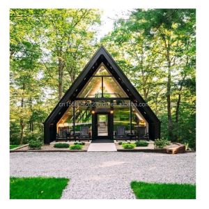 EU Forest A-shaped Triangular Steel Structure Wooden Houses for a Sustainable