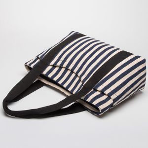 Simple Stripe Diagonal Canvas Tote Bags Single Shoulder Bag