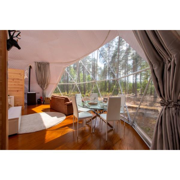 Diameter 9m Large Outdoor 4 People Glamping Dome Tent In Forest