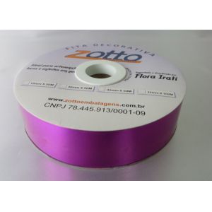 Cheap Fuschia Gold Pink 3 / 4 inch wide ribbon 100 meter , Metallic poly ribbon 1 - 1 / 4&quot; Width for sale