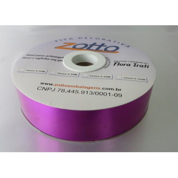 Quality Fuschia Gold Pink 3 / 4 inch wide ribbon 100 meter , Metallic poly ribbon 1 - 1 / 4" Width wholesale