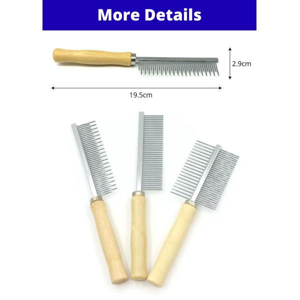 Pet Needle Comb 40PINS Double Row Wooden Handle Dog Cat Grooming Deshedding Brush