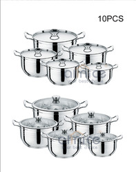 Soup Cooking Canteens Stainless Steel Cookware Set 10pcs Modern Design Style
