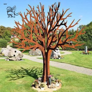 Rust Corten Steel Tree Sculpture Metal Big Tree Statue Modern Art Abstract