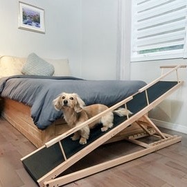 4 Heights Adjustable Dog Ramp Fold Up Dog Ramp For Car Easily Stored Bed Ramp