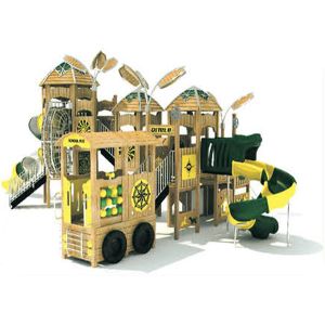 Educational Wooden Playground Slide Customized Color LLDPE Long Lifespan