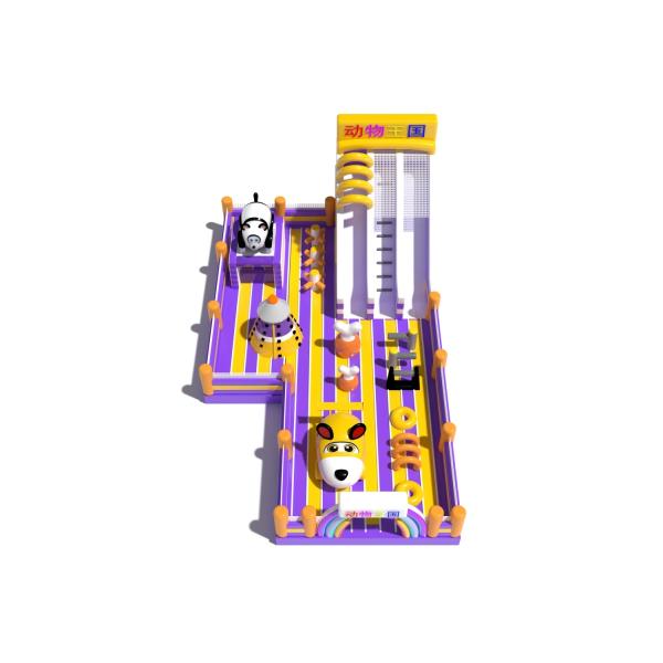 Quality Animals Theme Park Playground Inflatable Jumping Castle With Two Slides wholesale