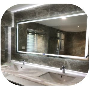 Modern Rectangular Silver Led Behind Mirror 110X80 Cold White Wall Vanity Mirror