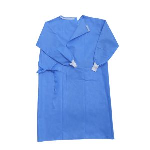 China Elastic Cuff Open Back Blue XXL Disposable Surgical Gown on sale