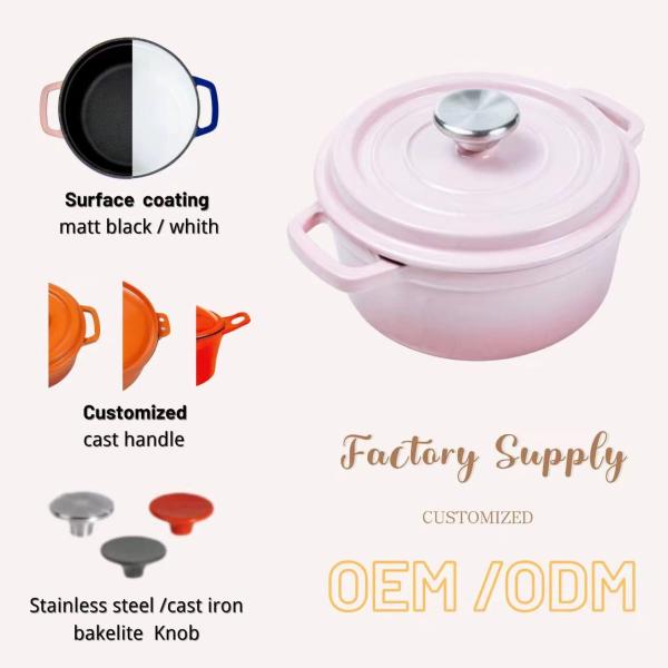 Enamel Coated Cast Iron Stock Pot /cocotte By Glasstop Size 18/20/22/24/26cm