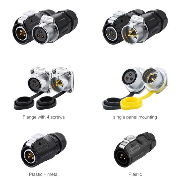CNLINKO 3 Pin Male Connector IP68 Waterproof M20 Female DC Power Plug Power Cable Type