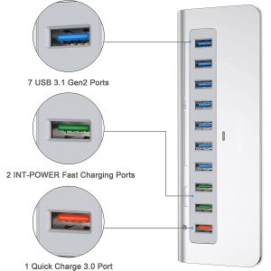 Displayport 10Gbps 10 Port Usb C To Usb 3.1 Adapter Gen 2 Hub 7 USB 3.1 Data