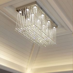 Dangling Crystal long ceiling lamp Fixtures House Project Lighting Fixtures (WH