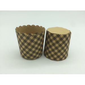 Retro Style Cupcake Baking Cups Brown Cupcake Holders Round Shape With Rolled