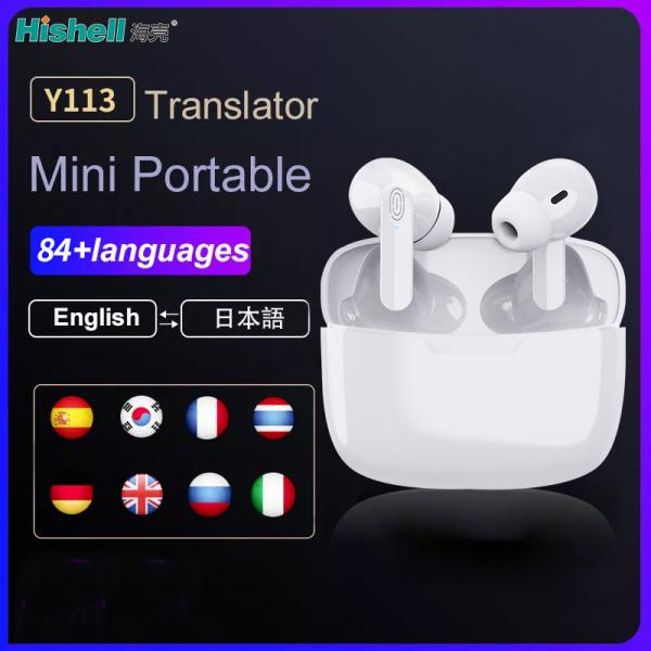 Practical Black Instant Translator Earbuds , White Real Time Translation