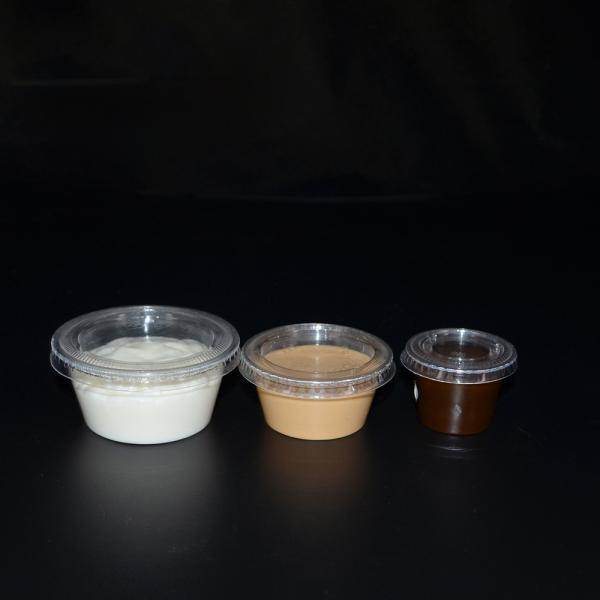 Quality Custom Compostable PLA Disposable Dessert Sauce Cups Biodegradable Portion Souffle Cups With Seal Lid wholesale