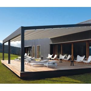 Large Coverage Area Heat Insulation Cooling and Retractable Sunshade Pavilion