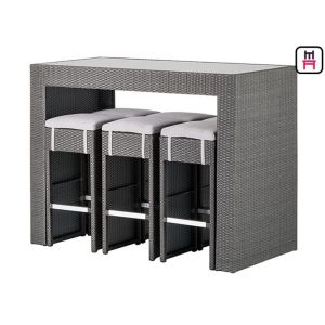 4-8 People Bar Height Outdoor Dining Set , Outdoor Bar Stools And Table Set