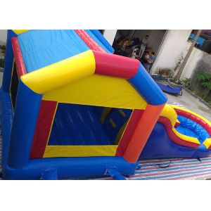 Rainbow Combo Inflatable Bounce House Water Slide With Double Lane And Pool