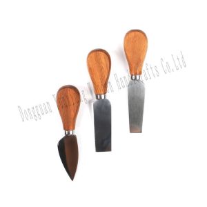 China Mini Knife Butter Knife Spatula Stainless Cheese Slicer Cutter 3 Cheese Knives Set Wood Handle on sale