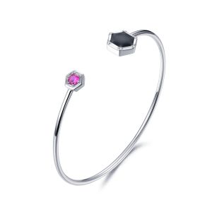 Cheap Geometry 925 Sterling Silver Bangles Bracelet Round Cubic Zirconia for sale