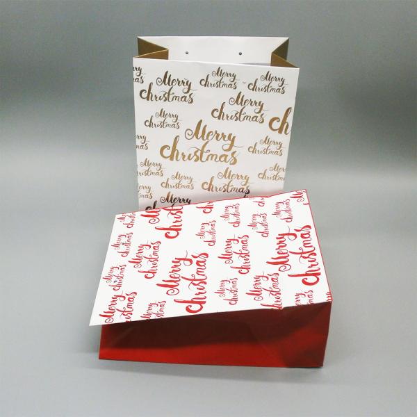 Christmas Recyclable Paper Gift Bag with Drawstring 10x12in