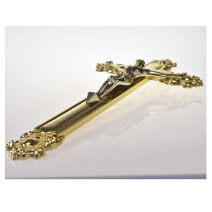 Plastic Jesus Funeral Crucifix In Gold Color OEM / ODM Service Acceptable