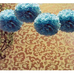 Cheap Chevron Tissue Pom Pom - Blue (4 Pack) for sale