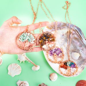 Unisex Chakra Gemstone Bracelet Chakra Tree Pendant Accept Customized Logo