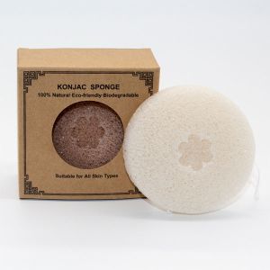7*7*3.5cm Organic Round Face Sponge Bamboo Charcoal Konjac Sponge For Oily Skin