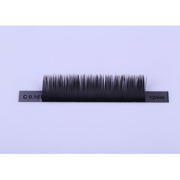 0.15MM / 0.2MM Ellipse Flat Eyelash Extensions Natural Black Color Fake Mink Fur