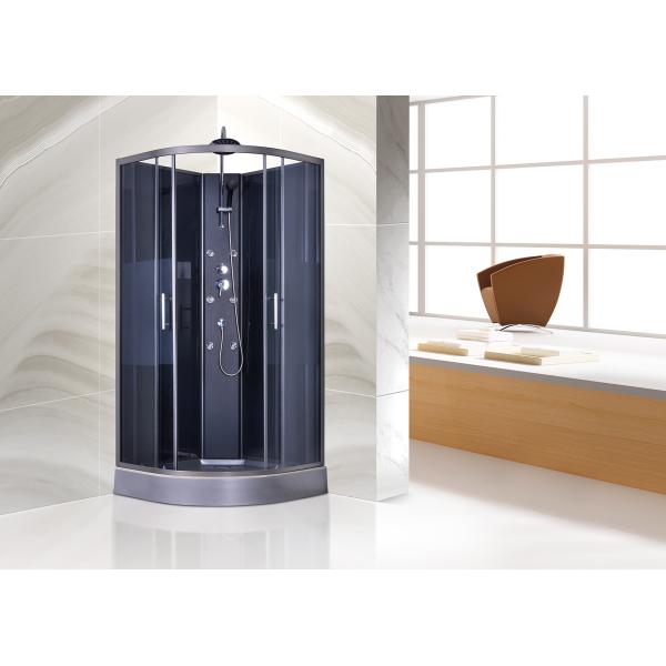 Quality Tempered Glass Quadrant Shower Cubicles PVC In Matt Grey Functional Panel wholesale
