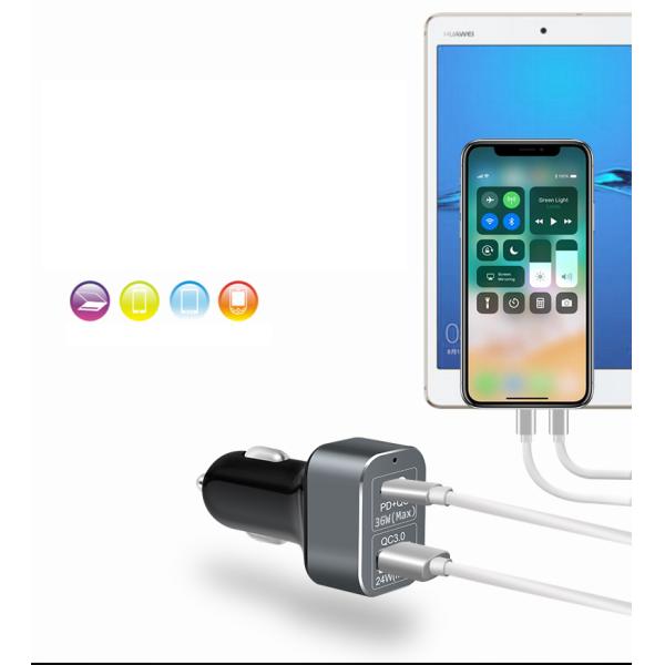 Type C PD QC3.0 Dual Port 60W Cell Phone Car Charger
