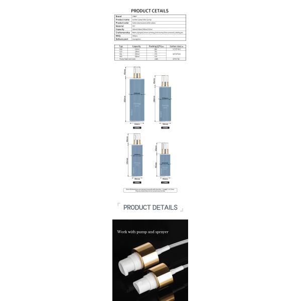 White plastic cosmetic hair mist alchohol packaging container continuous room hotel 500ml gold top 250ml spray bottle