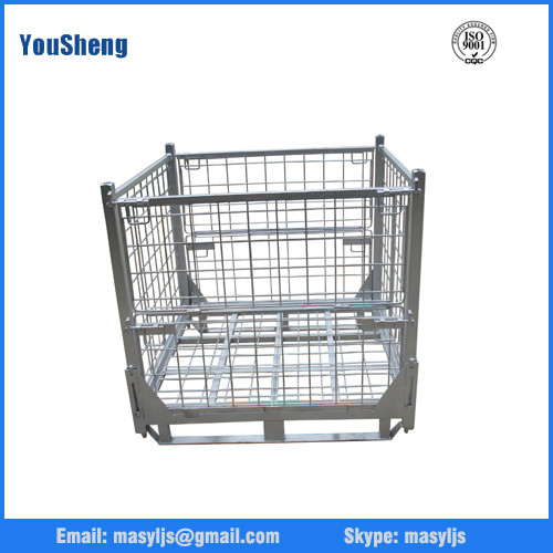 Quality Industrial warehouse folding stackable storage wire mesh basket container wholesale