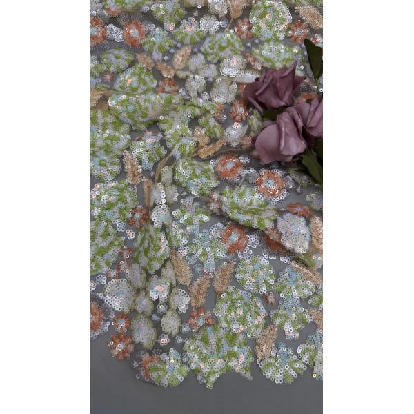 Quality Shimmering Sequin Mesh Lace For Gowns 100% Polyester Colorful Sequin Embroidered Fabric wholesale