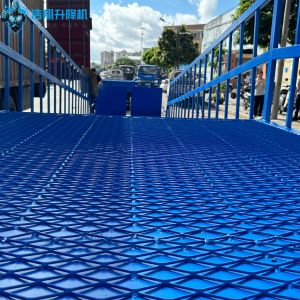 High Guardrail Large Load Capacity Standard Blue Hydraulic Dock Ramp For