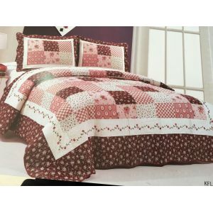 Burgundy Color Home Bed Quilts Modern Technics With Matched Printed 240x260cm