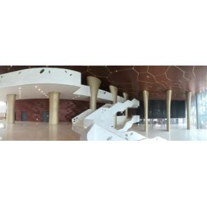 China Conference Hall Entrance Lobby Column Bronze Gold Powder Coating Aluminum Circle Board on sale