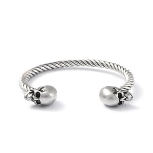 Mighty Opening Double Skull Stainless Steel Twisted Wire Men's Explosive