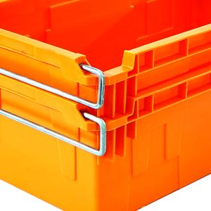 Stackable Hard Plastic Crates with Metal Handles 720*425*235mm External Size