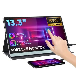 Portable Usb C Touch Screen Monitor 13.3 Inch FHD IPS 10-Point Travel Monitor