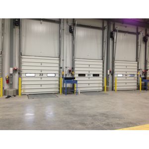 China 12 Feet Exterior Roll Up Insulated Workshop Dock Doors Industrial Vertical PU Panel on sale