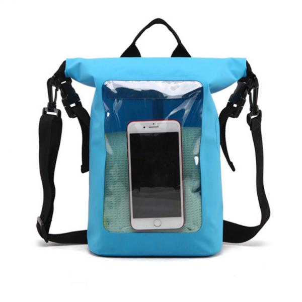 Quality 10L Transparent Window Backpack , Roll Top Type Waterproof Backpack For Swimming wholesale