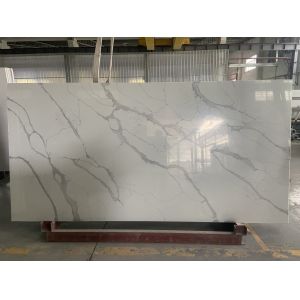 NSF Grey Calacatta Quartz Stone Slab With White Background Scratch Resistant